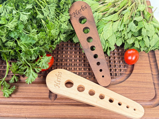 Wooden Multi-Size Herb Stripper, Vegetable Leaf Remover
