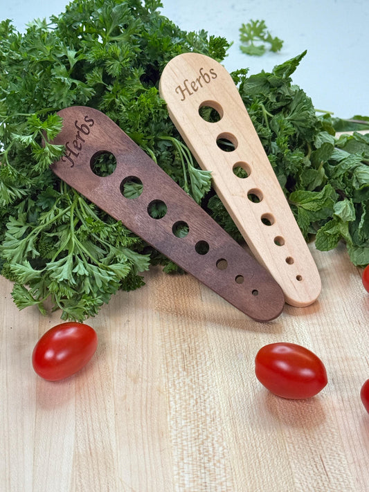 Wooden Multi-Size Herb Stripper, Vegetable Leaf Remover
